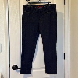Women's Cartonnier Blue/Black Charlie Ankle Cropped Patterned Pants, size 10